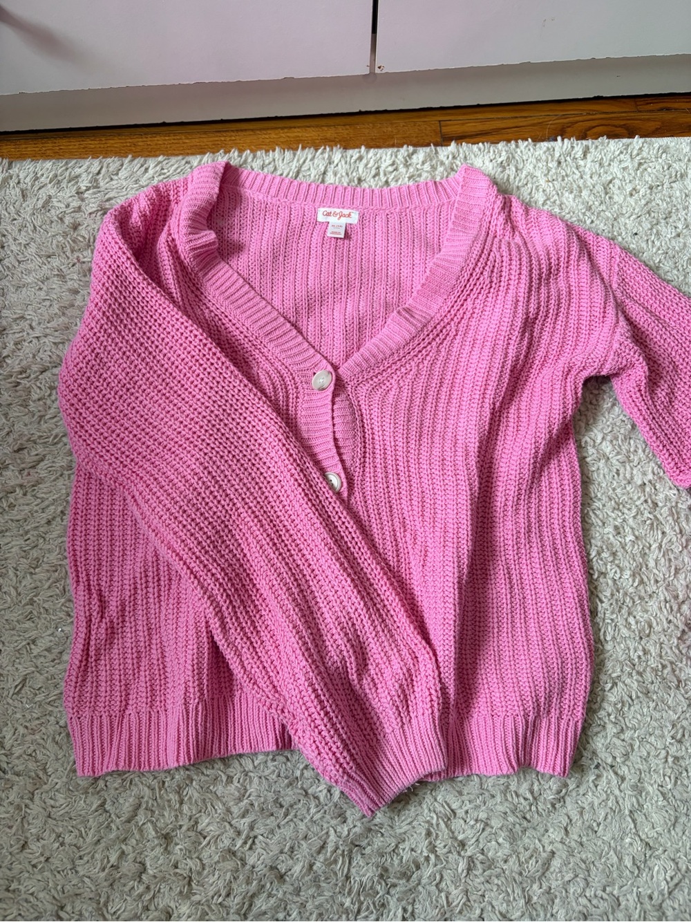 Cat & Jack Pink V-Neck Button Front Knit Cardigan